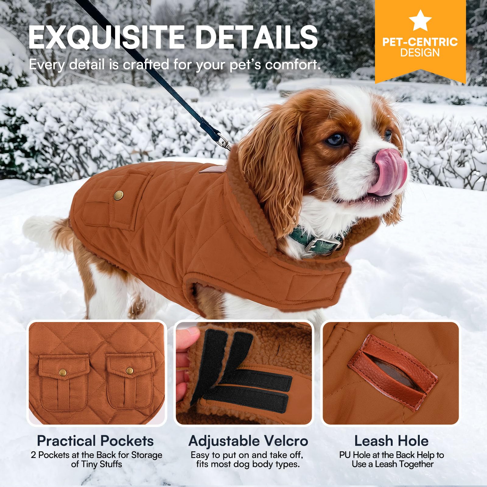 Queenmore dog jacket with its quilted polyester outer in close view.