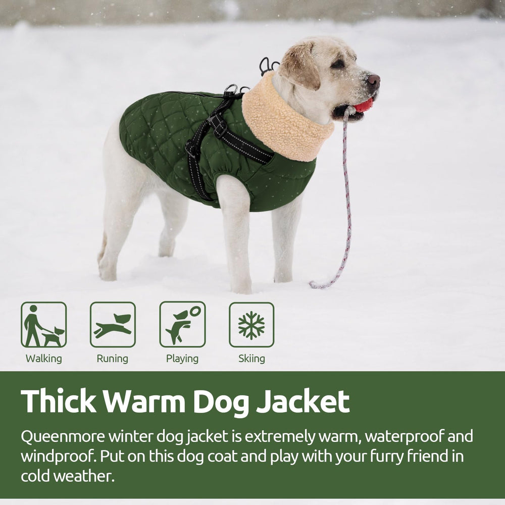 Queenmore dog jacket opened to show its soft sherpa fleece lining.