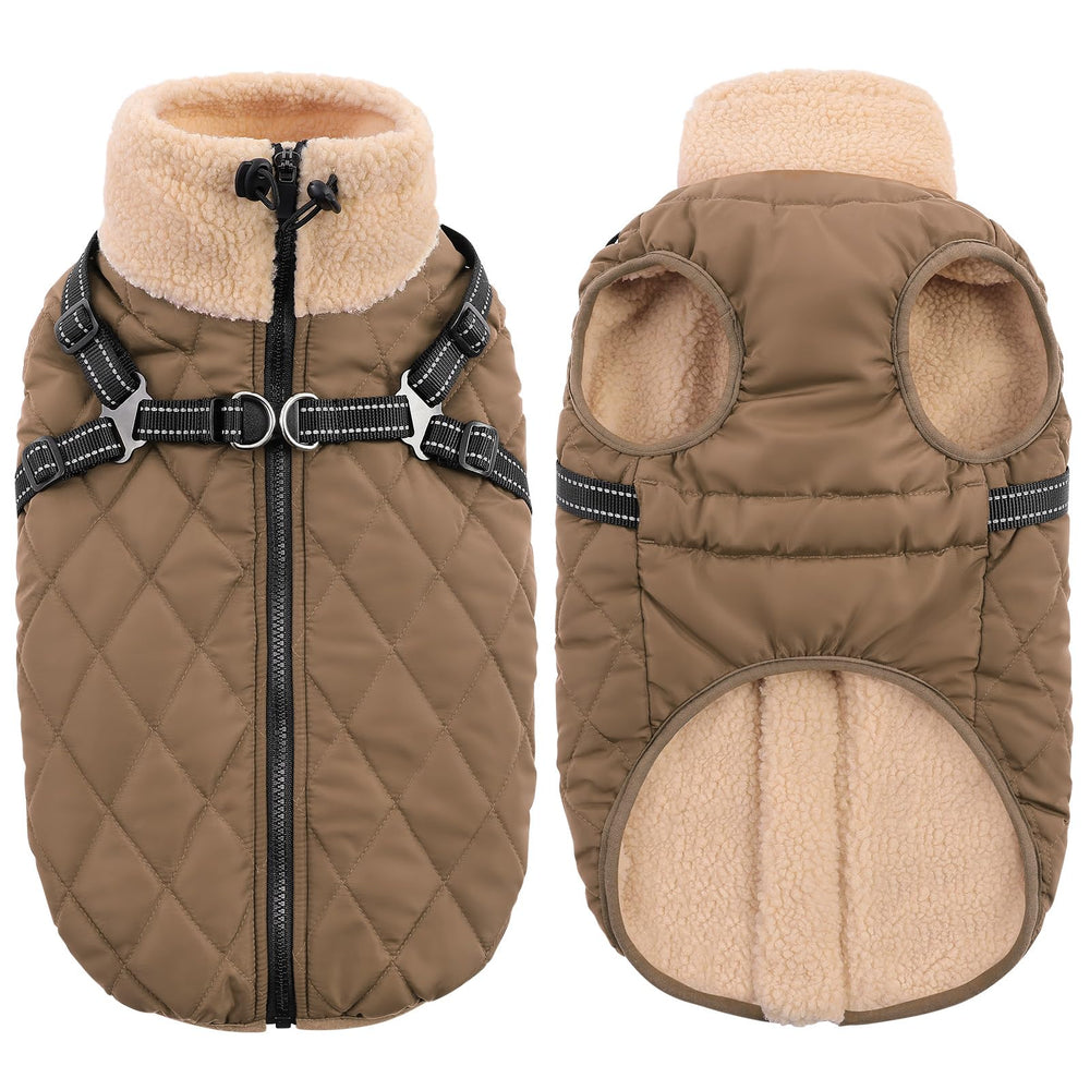 Queenmore dog jacket zipper detail showing the anti-snag padding.