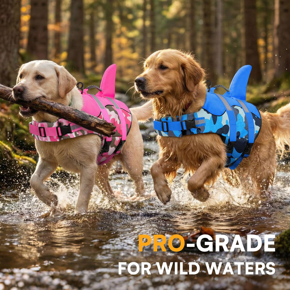 Queenmore Dog Life Jacket showing the leash attachment ring on the back.