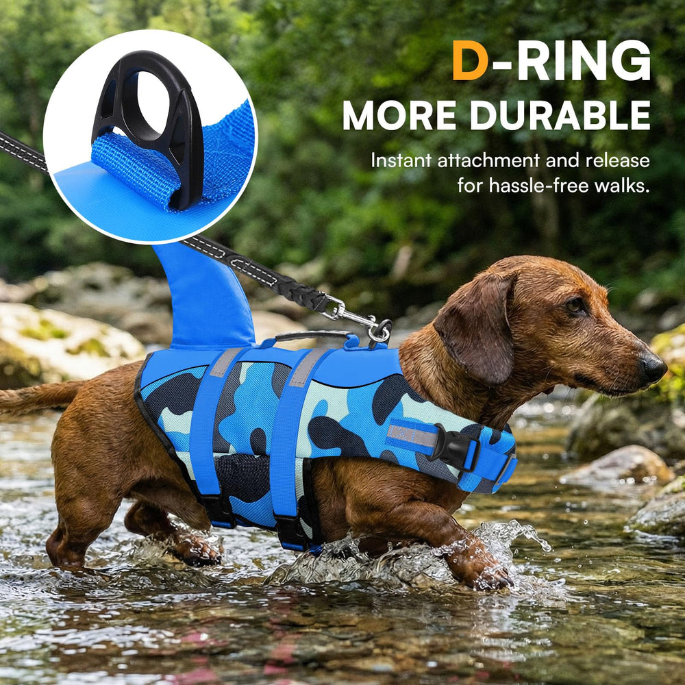 Queenmore Dog Life Jacket showing the breathable mesh lining underneath.