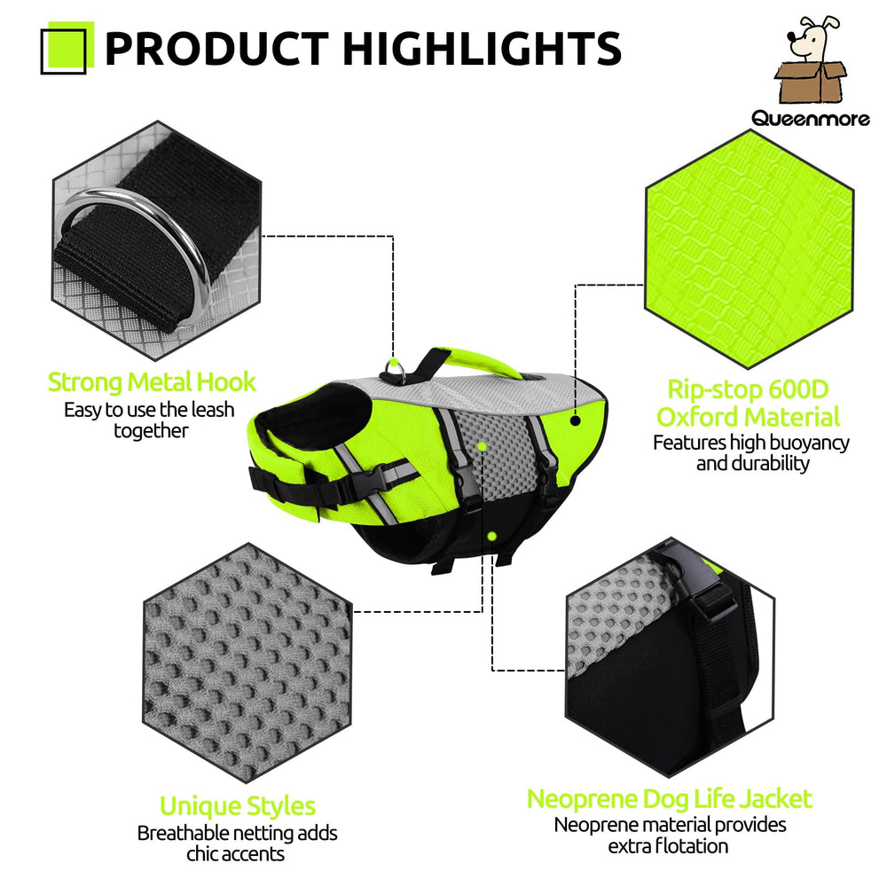 Queenmore Dog Life Jacket showing the rear nylon grab handle.
