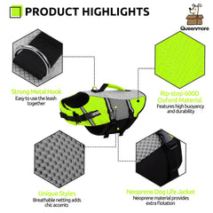 Queenmore Dog Life Jacket showing the rear nylon grab handle.