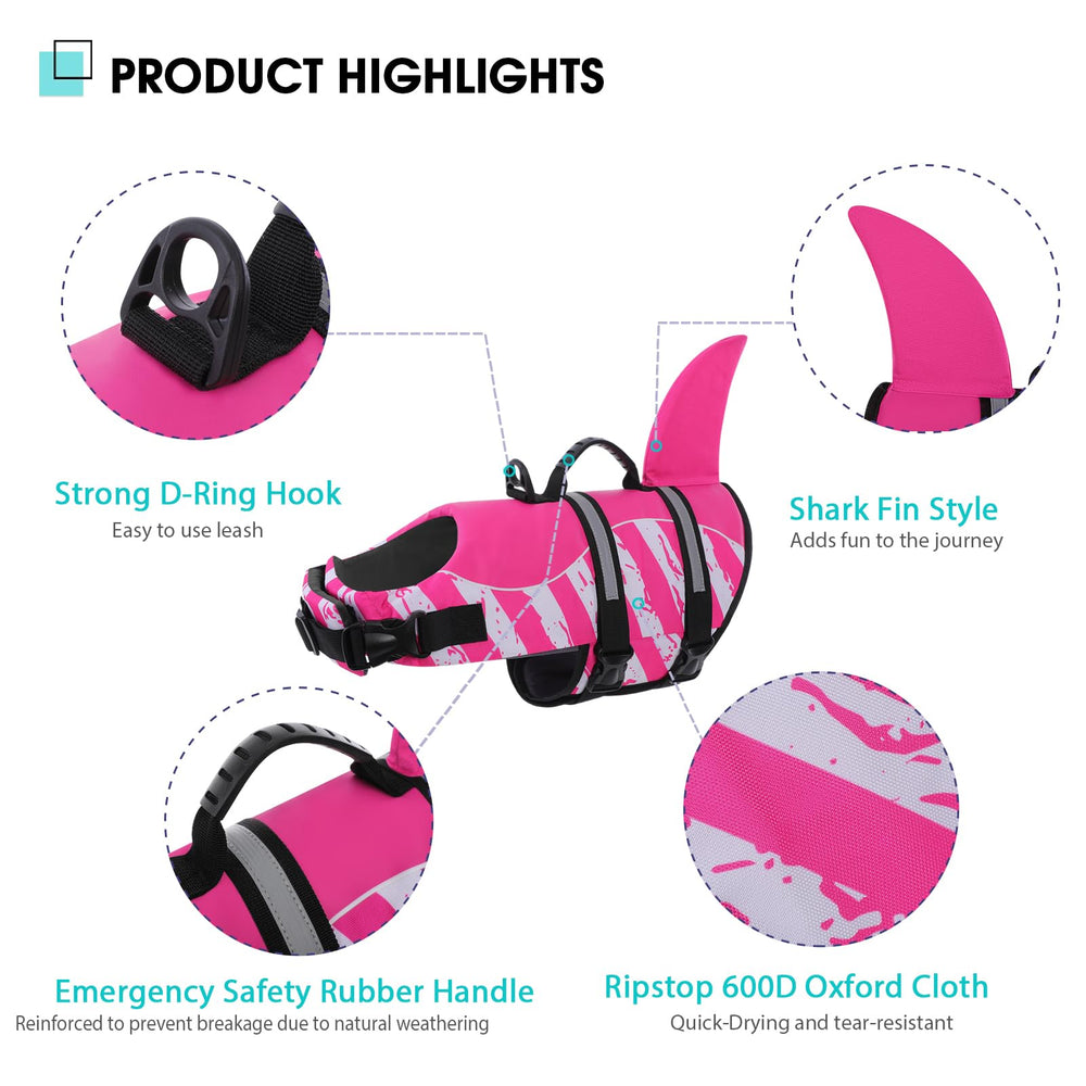 Queenmore Dog Life Jacket close-up showing the back rescue handle.