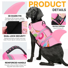 Queenmore dog life jacket close-up showing the top rescue handle.