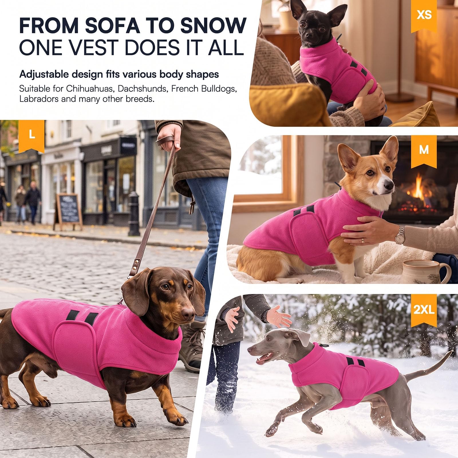 Queenmore dog sweater showing the adjustable abdominal fit.
