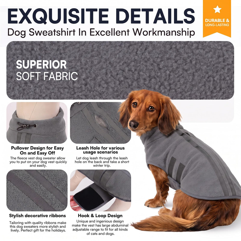 Queenmore dog sweater shown from the back with the leash hole visible.