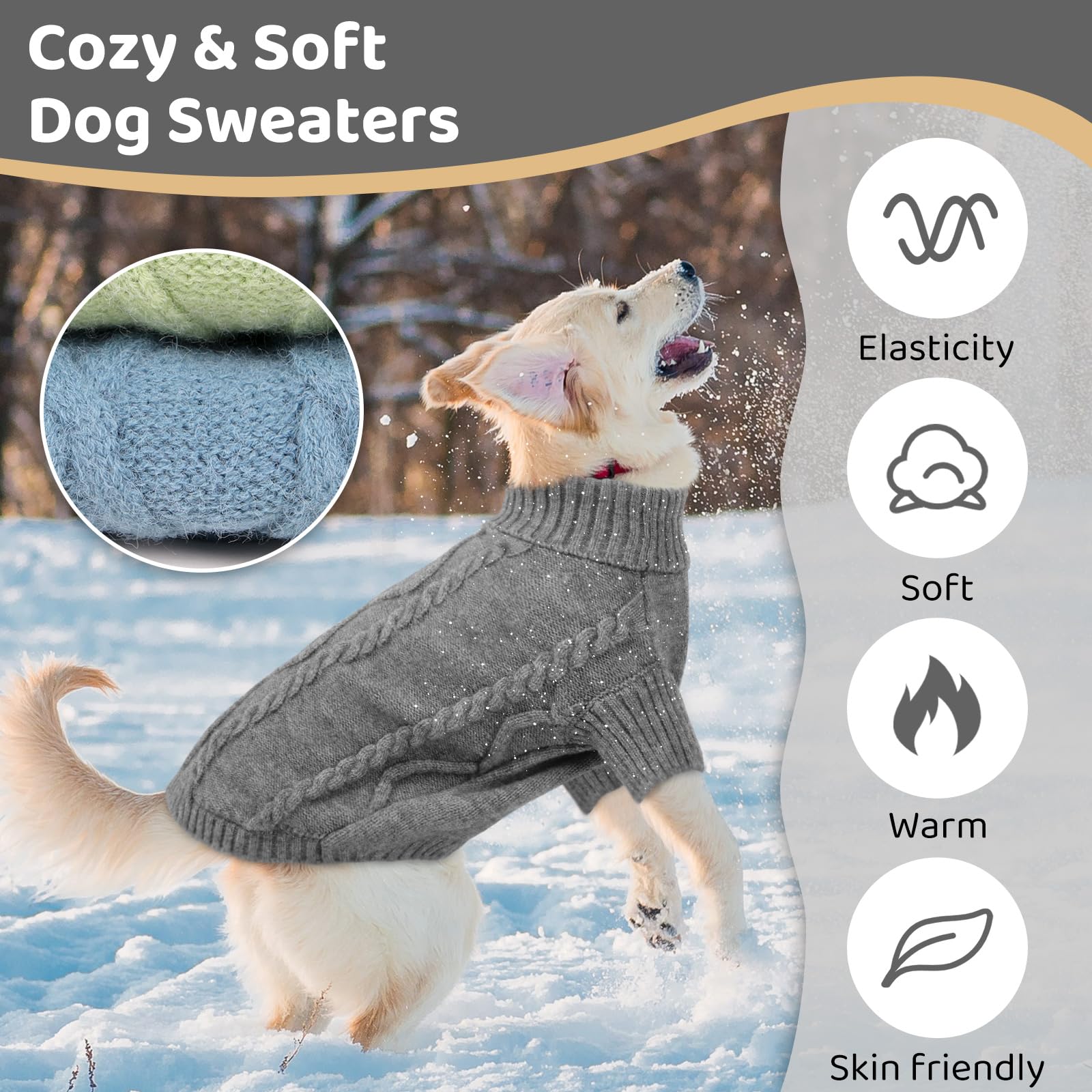 Queenmore dog sweater illustrating coverage across the chest and belly.