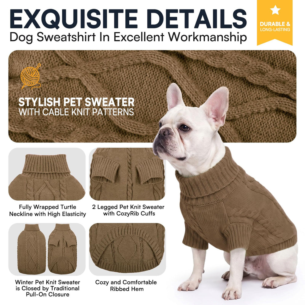 Queenmore dog sweater detail highlighting the cable-knit yarn texture.
