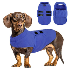 Queenmore dog sweater shown from the front as a fleece pullover vest.