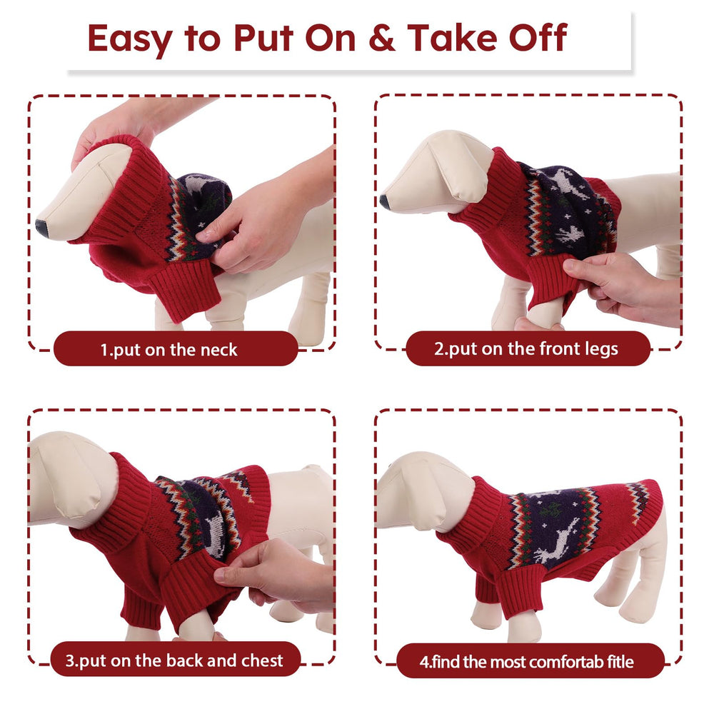 Queenmore dog sweater detail showing the high collar and covered neckline.