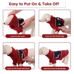 Queenmore dog sweater detail showing the high collar and covered neckline.