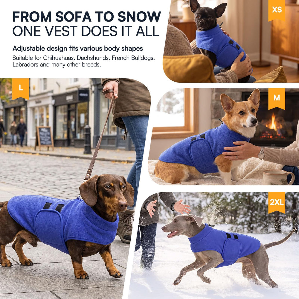 Queenmore dog sweater displayed to show its pullover vest design.