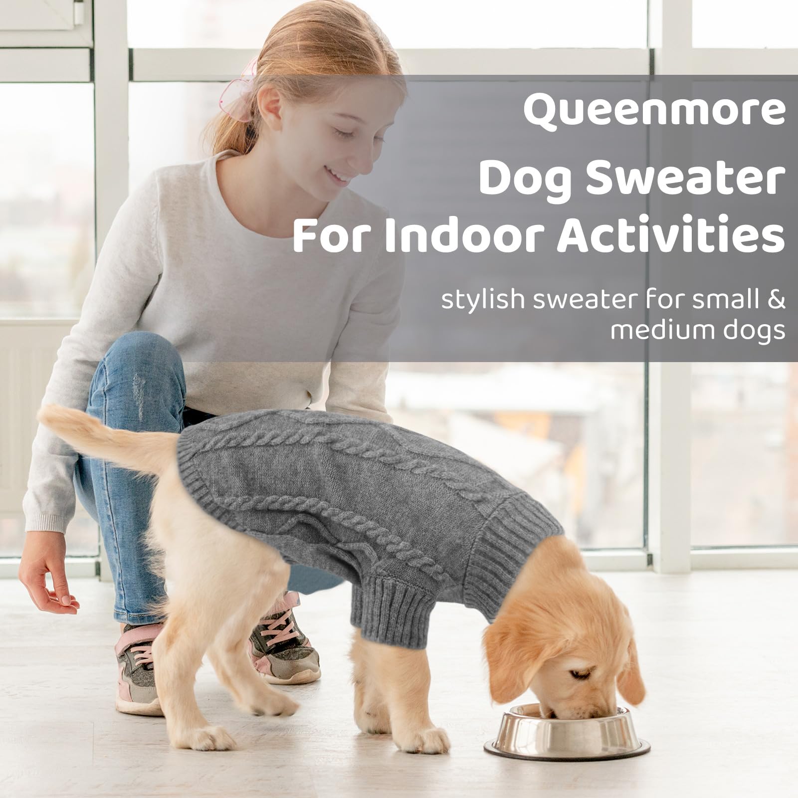 Queenmore dog sweater detail showing its ribbed cuffs and hem.