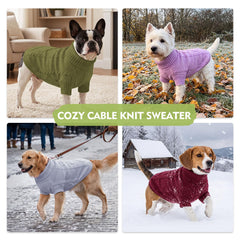 Queenmore Dog Sweater shown with its stretchy knit construction.