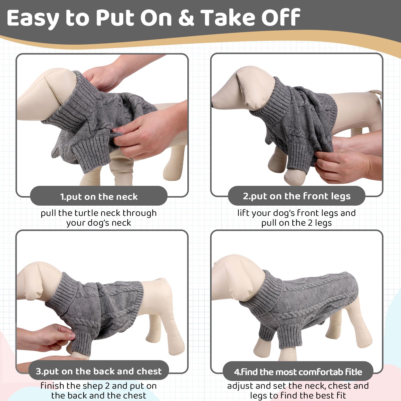 Queenmore dog sweater showing the flexible knitted pullover construction.