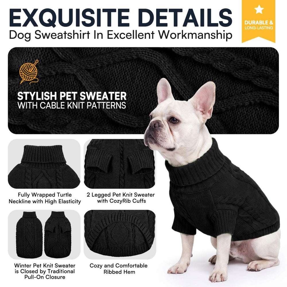 Queenmore dog sweater detail highlighting the turtleneck collar.