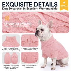 Queenmore dog sweater detail showing the turtleneck neckline.