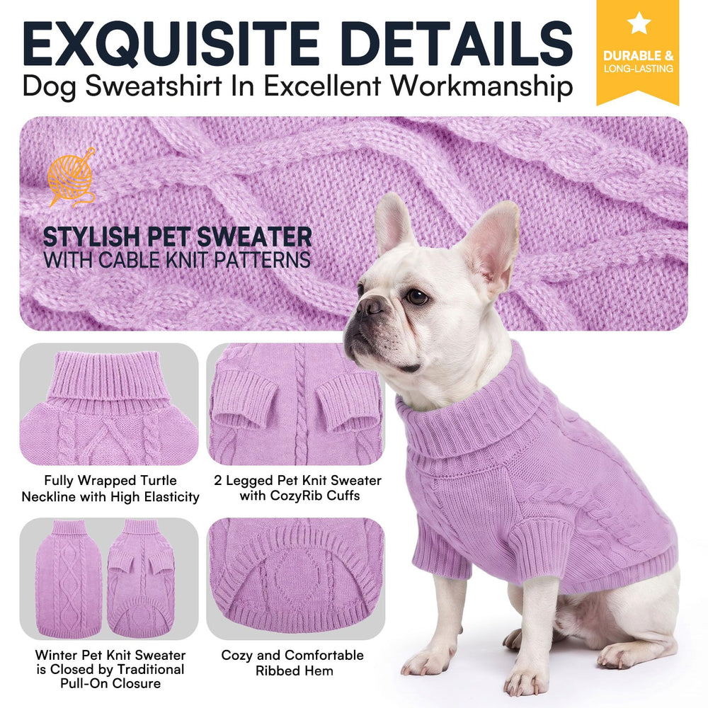 Queenmore Dog Sweater detail highlighting the turtleneck collar.