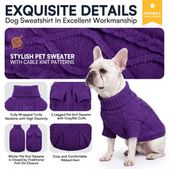 Queenmore dog sweater detail showing the turtleneck design.