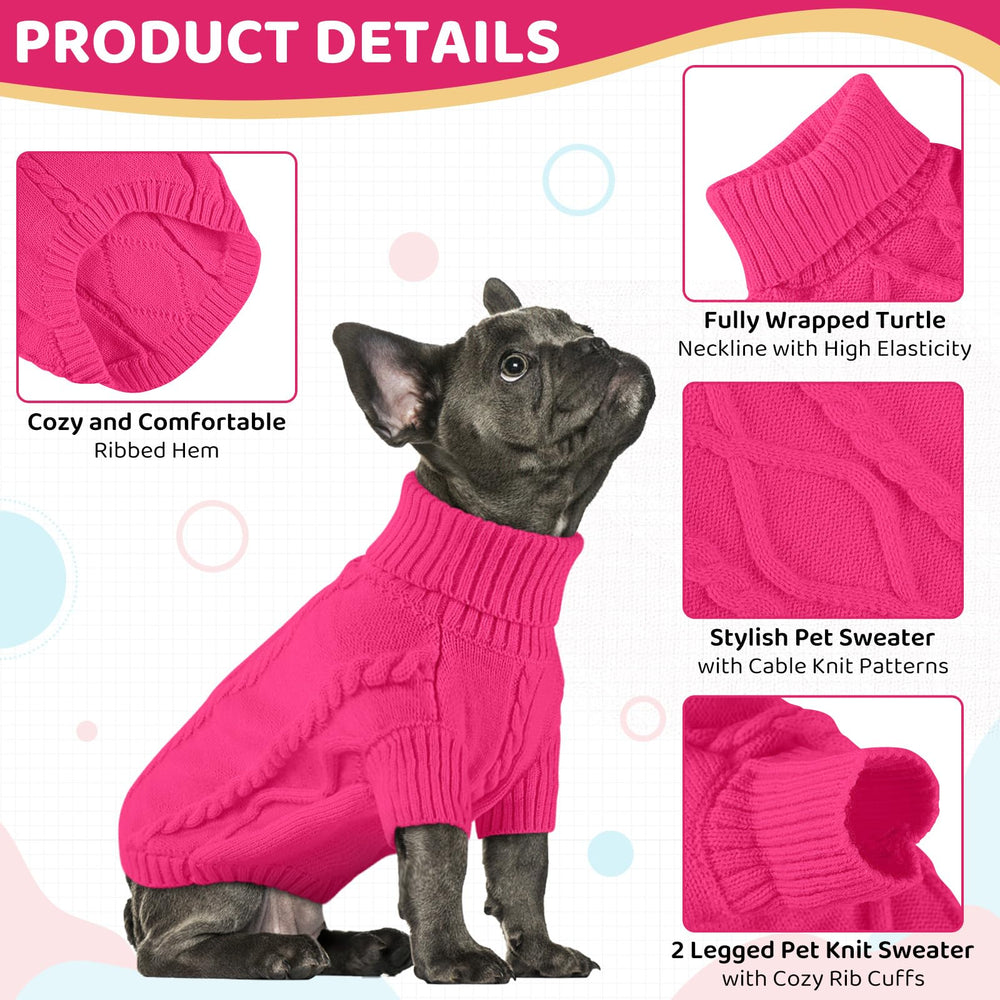 Queenmore dog sweater showing its turtleneck and wraparound coverage.