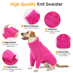 Queenmore dog sweater detail showing its fold-over turtleneck and long sleeves.