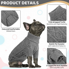 Queenmore dog sweater detail showing its turtleneck neckline.