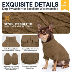 Queenmore small dog sweater with a turtleneck neckline.