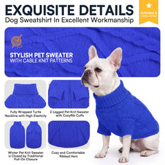 Queenmore small dog sweater detail showing the turtleneck neckline.