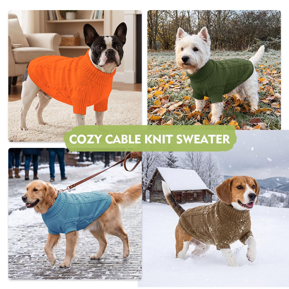 Queenmore XL dog sweater shown in Lawn Green, Blueish Grey and Baby Pink.