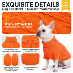 Queenmore XL dog sweater detail showing the turtleneck collar.