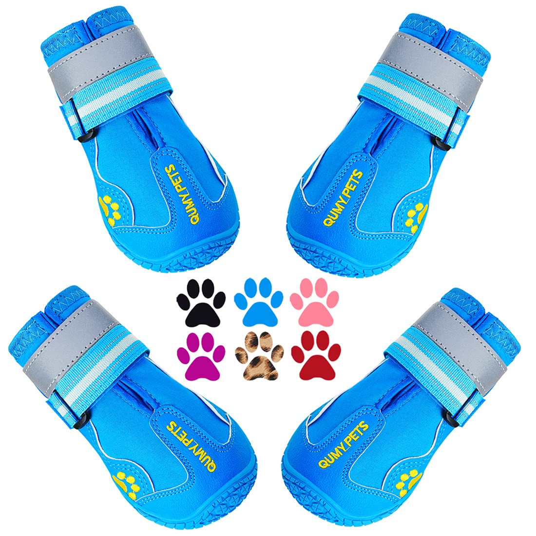 QUMY dog boots shown from the front, displaying their overall shape.