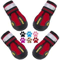 QUMY dog shoes shown from the front with their overall boot shape visible.