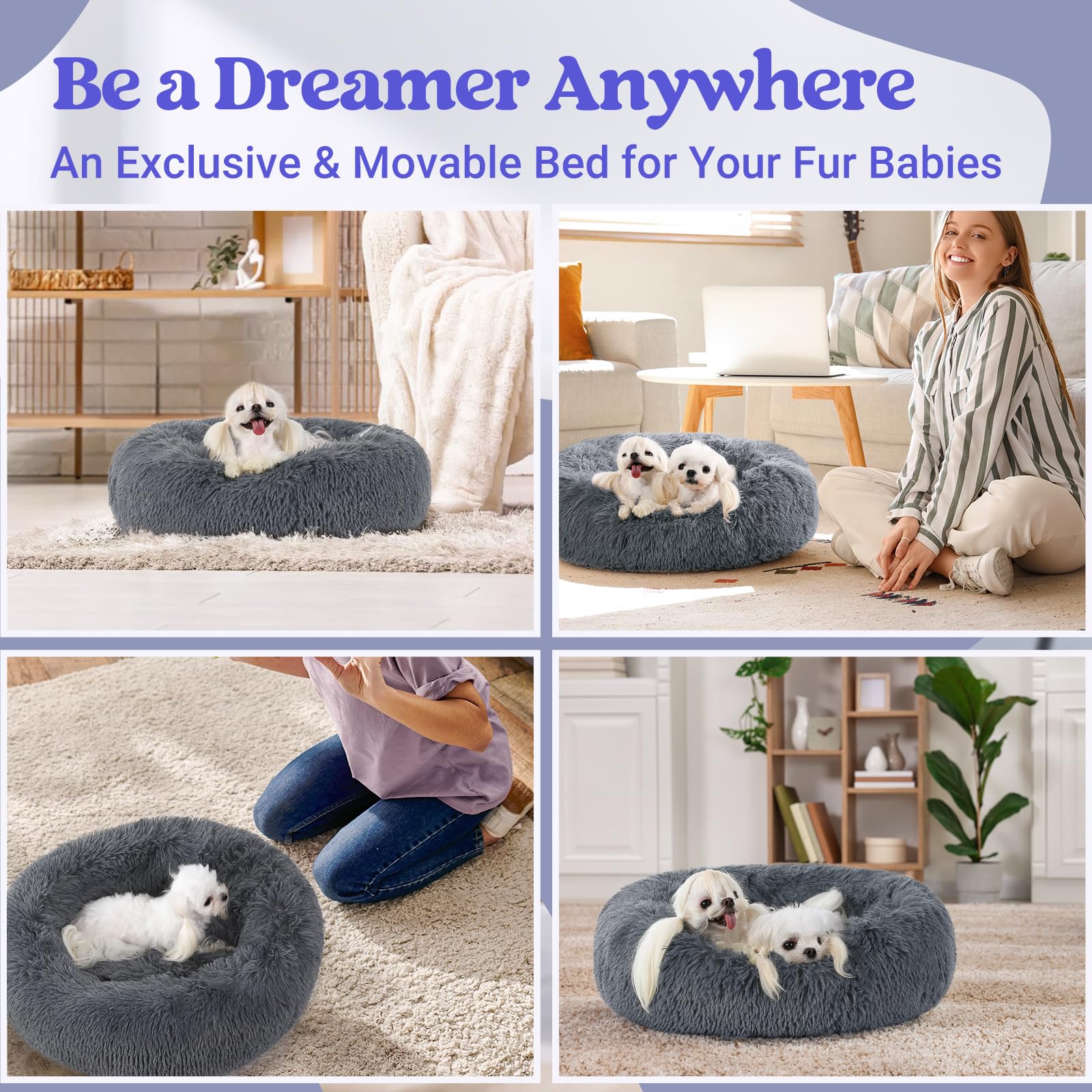 rabbitgoo Calming Cat Bed in its dark grey color.