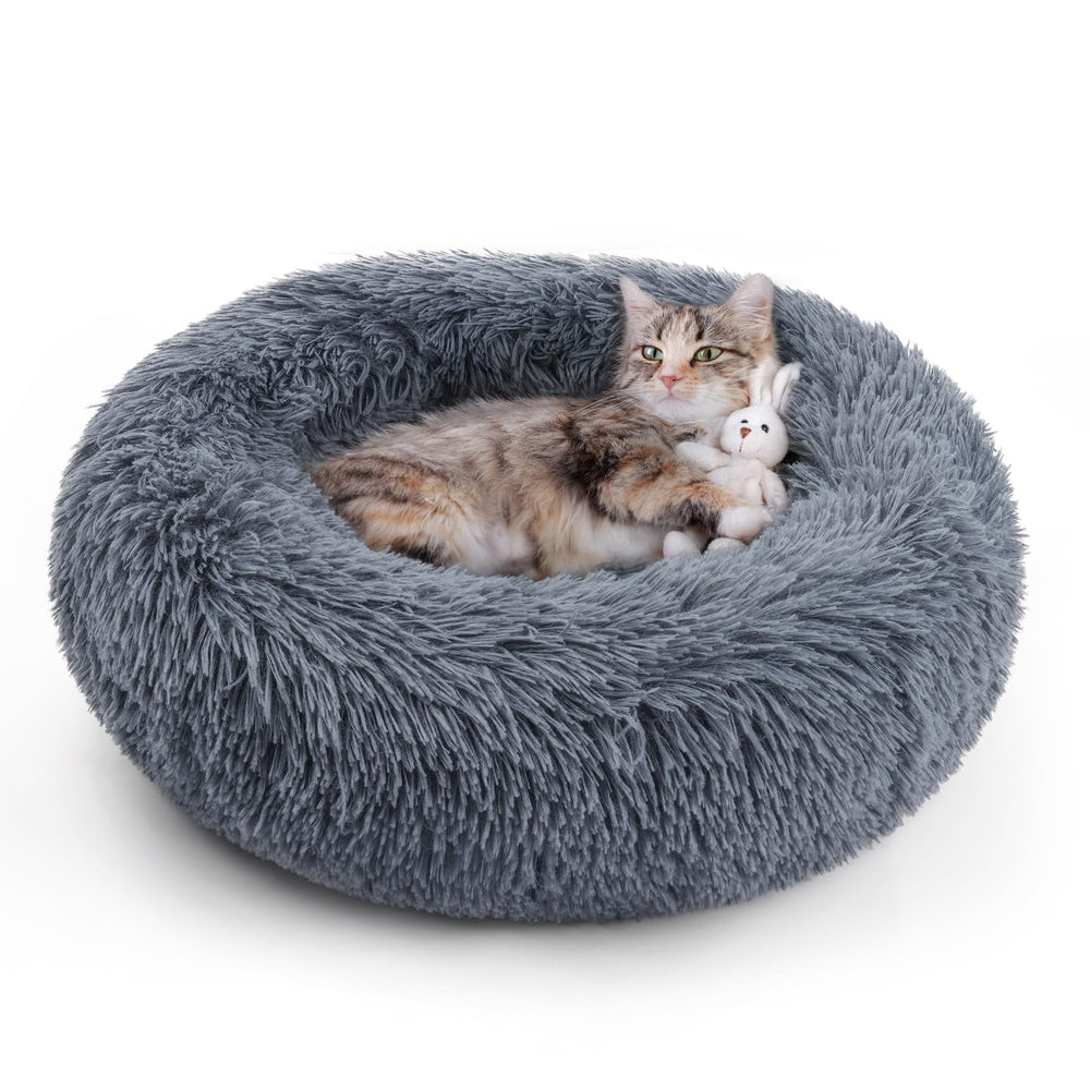 rabbitgoo cat bed shown from the front in dark grey.