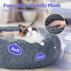 rabbitgoo cat bed showing its round shape and raised rim.