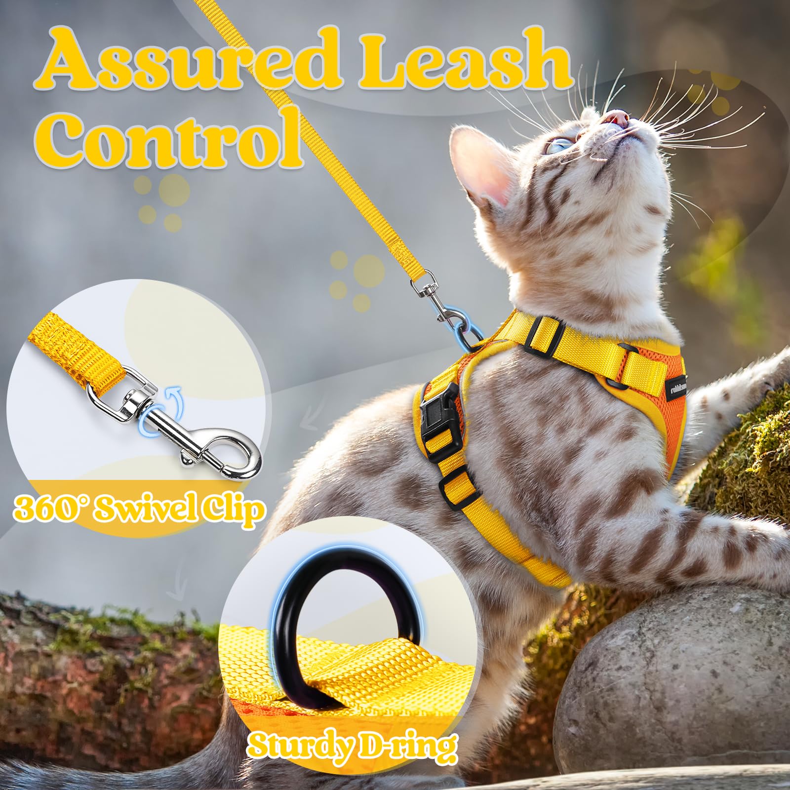 rabbitgoo cat harness detail showing the adjustable sliders.
