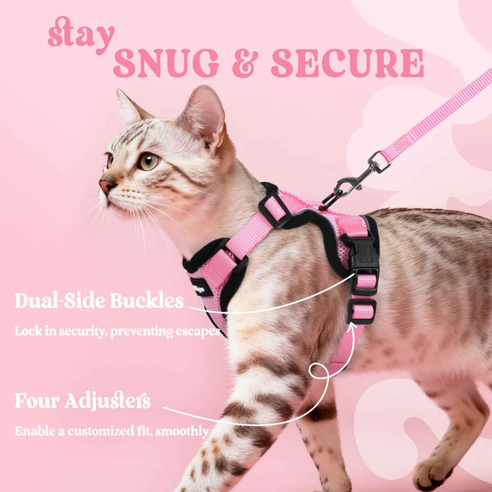 Adjustable straps on the rabbitgoo cat harness.