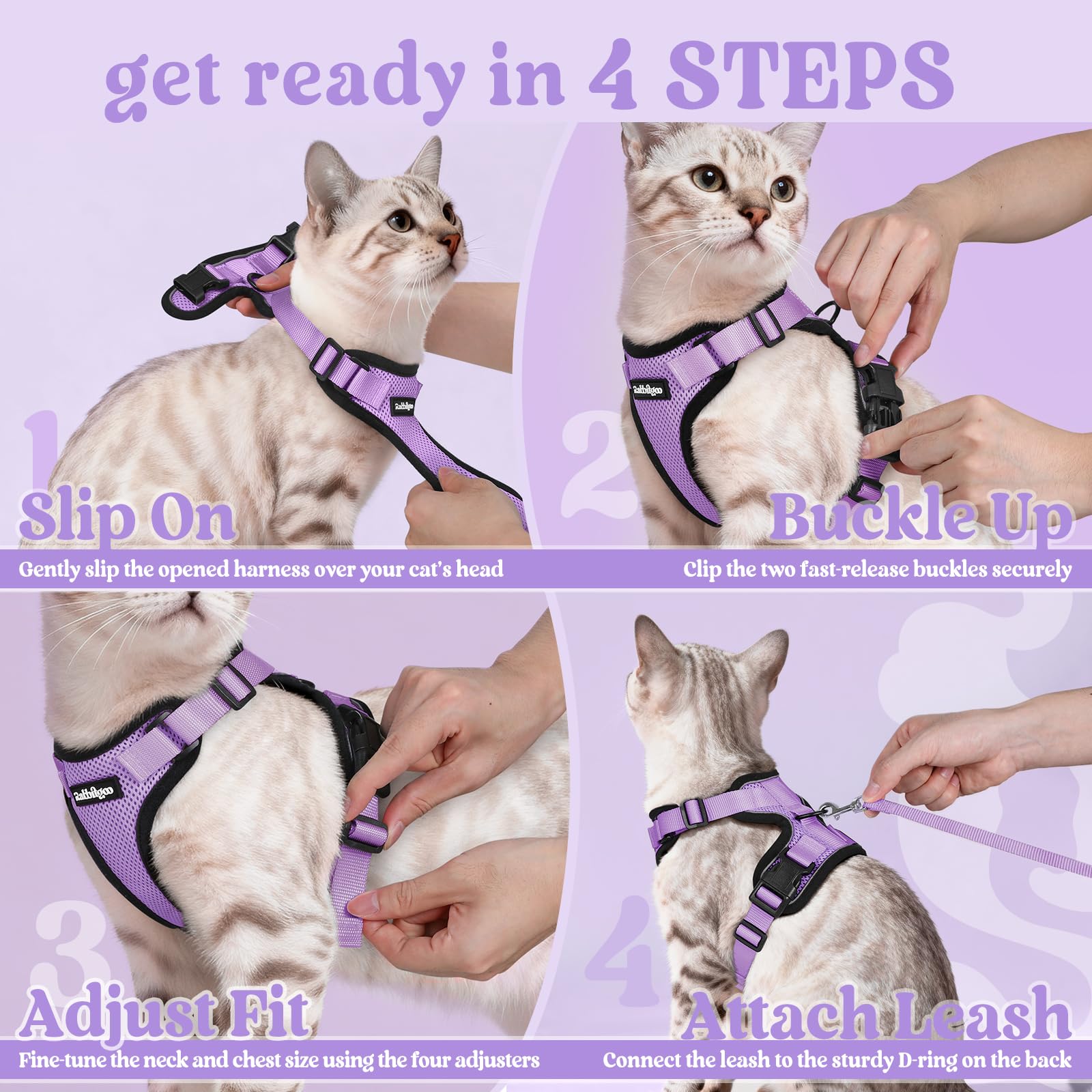 rabbitgoo Cat Harness and Leash Set with its adjustable straps visible.