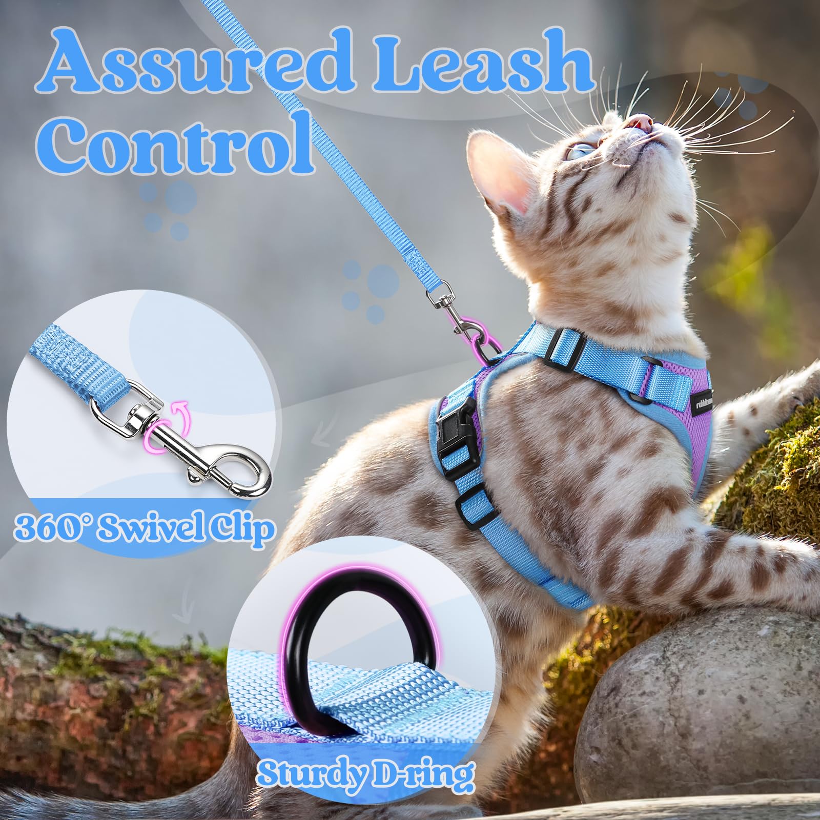 rabbitgoo Cat Harness detail showing an adjustable slider.