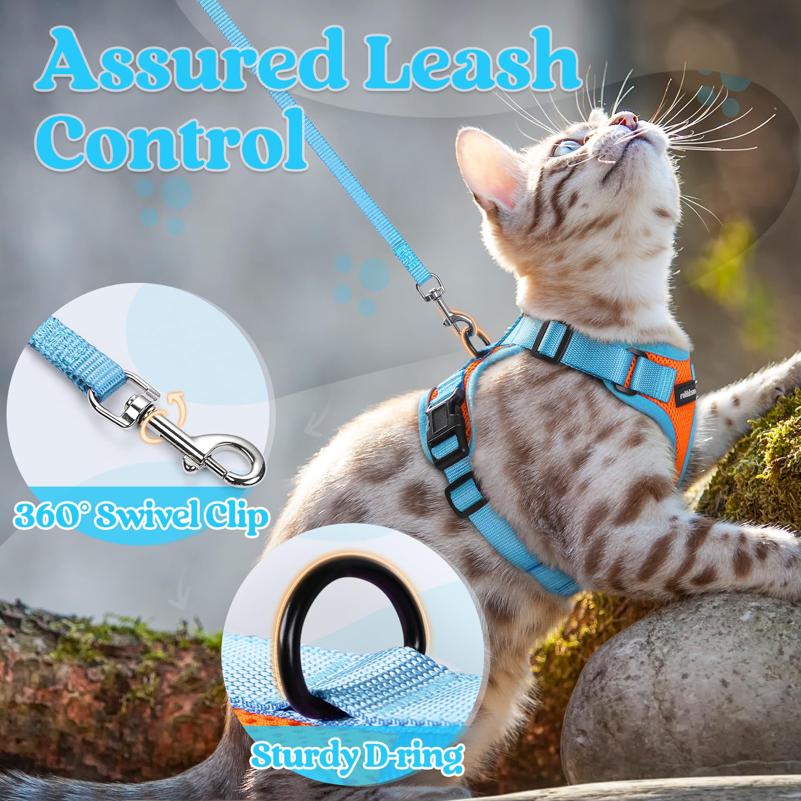 rabbitgoo Cat Harness and Leash Set close-up of the adjustable sliders.