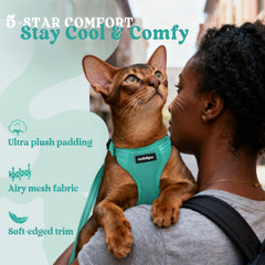 rabbitgoo Cat Harness close-up showing the breathable air mesh.