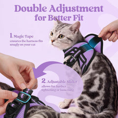 rabbitgoo cat harness close-up showing its breathable air-mesh padding.