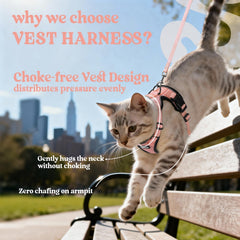rabbitgoo Cat Harness close-up highlighting its breathable air-mesh fabric.