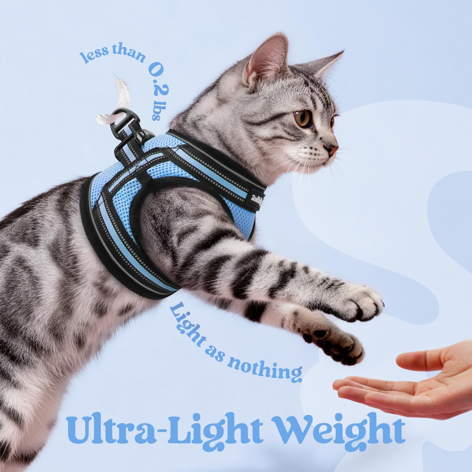 rabbitgoo Cat Harness and Leash Set showing the back-clip buckle.