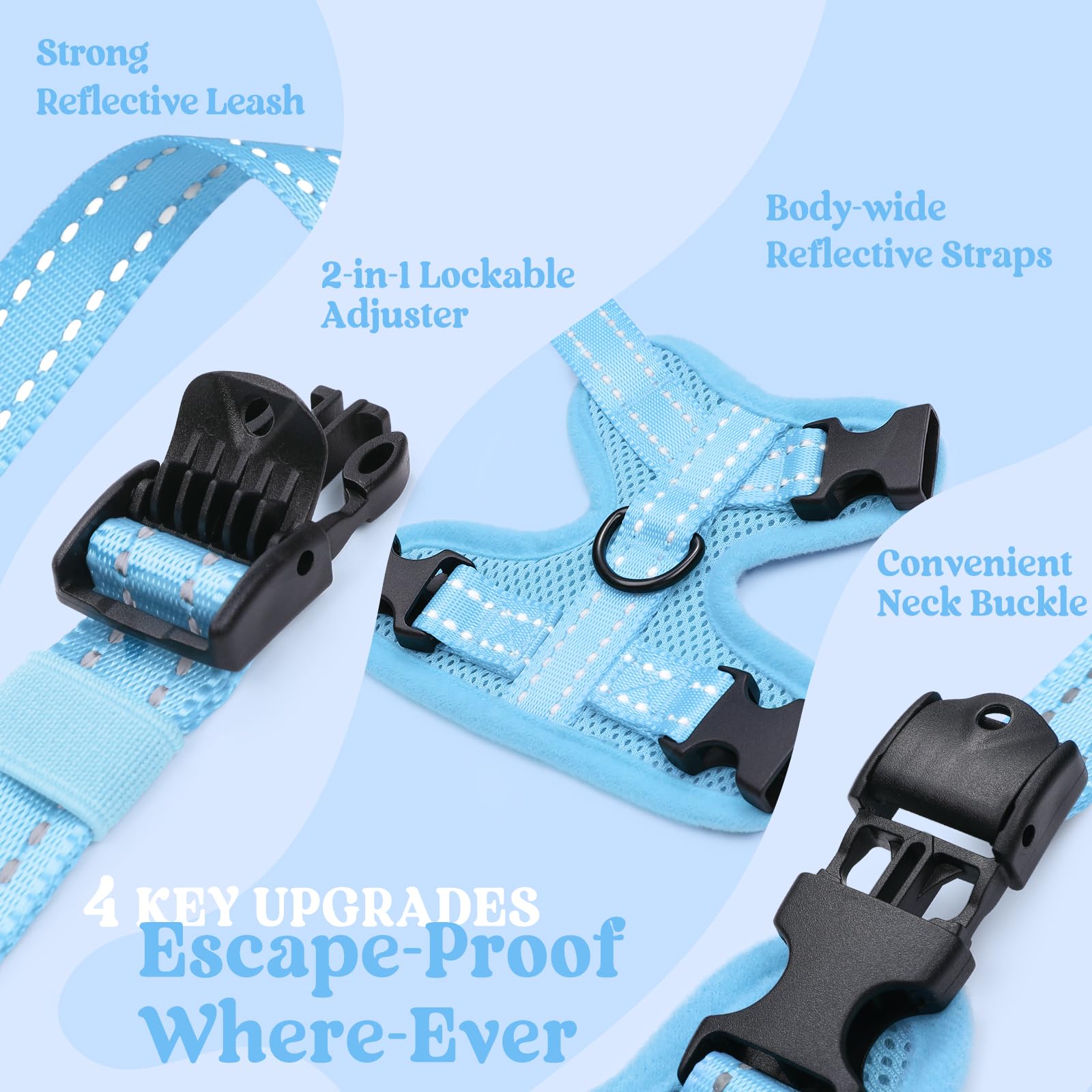 rabbitgoo Cat Harness cam-lock buckles shown in detail.