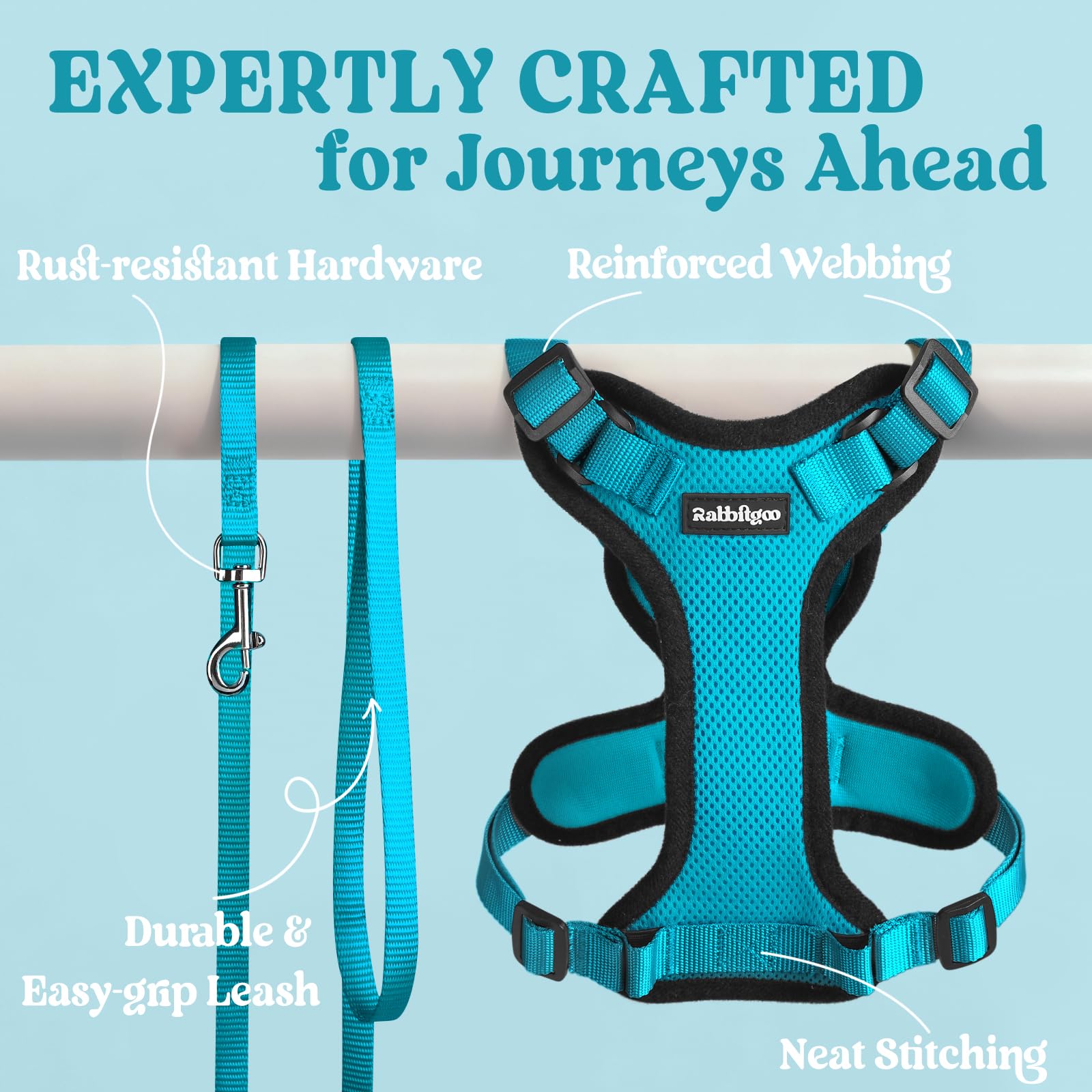 rabbitgoo cat harness worn by a cat during an outdoor outing.