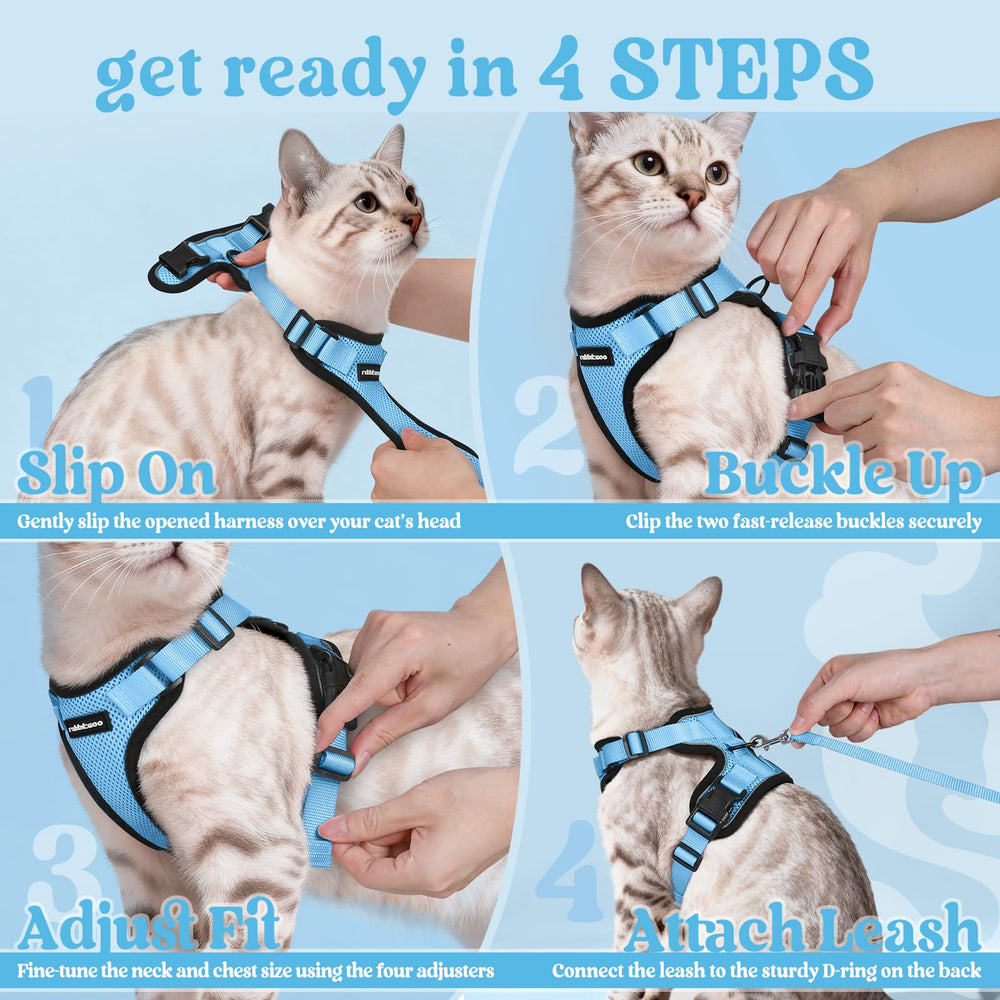rabbitgoo Cat Harness shown worn by a cat for an outing.