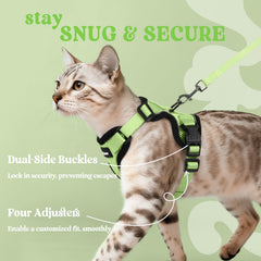 rabbitgoo Cat Harness close-up showing its dual quick-release buckles.