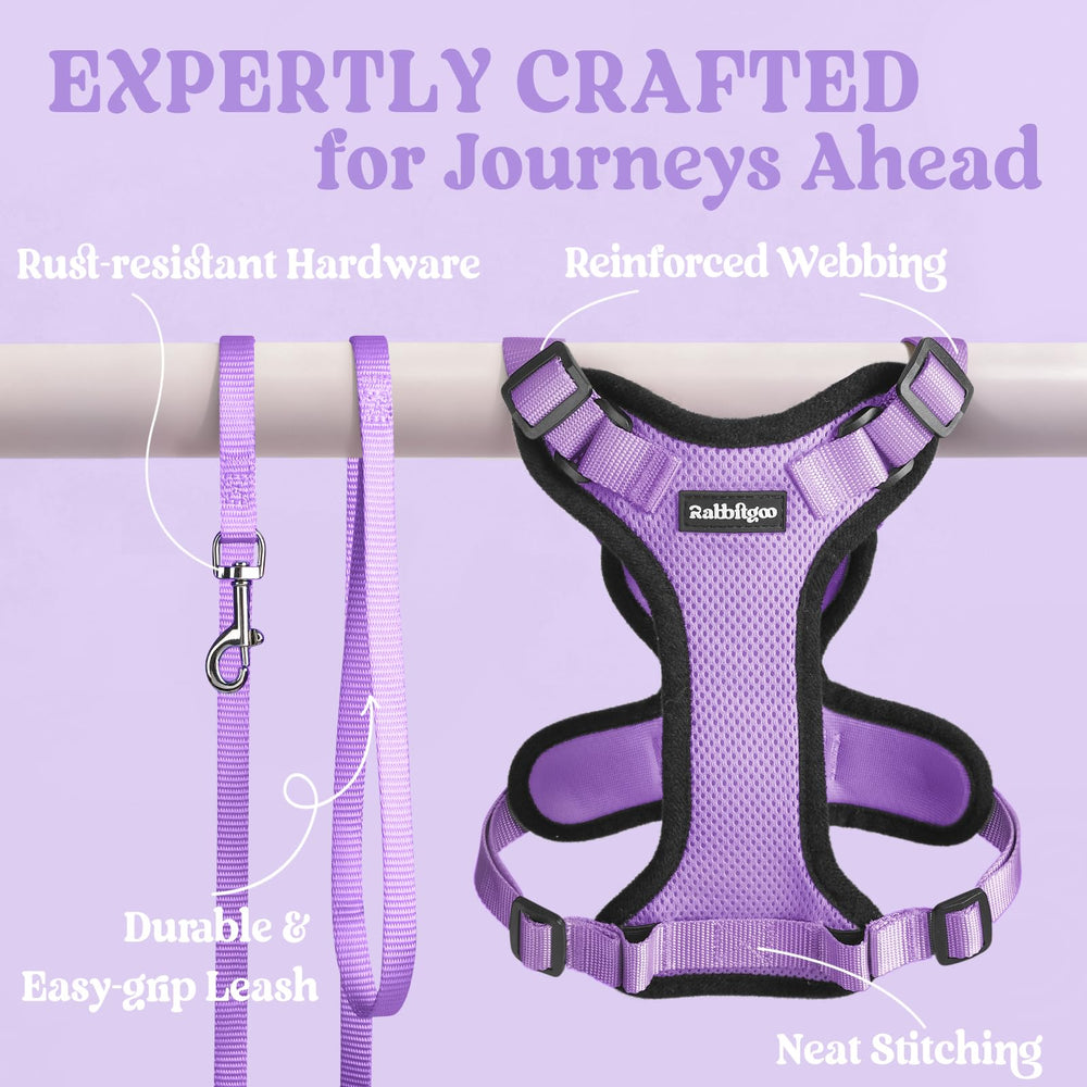 rabbitgoo Cat Harness and Leash Set showing its dual quick-snap buckles.